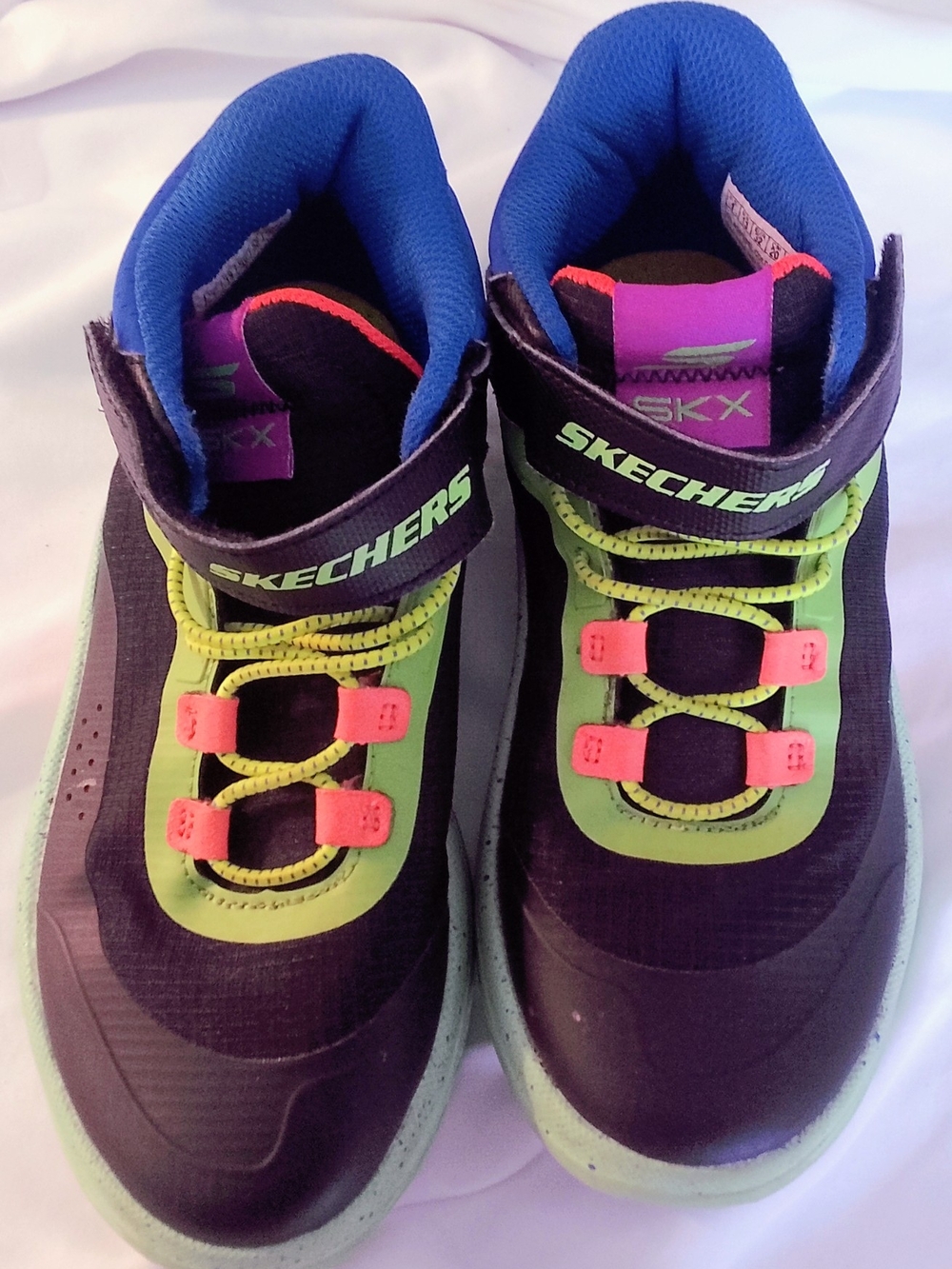 Skechers Kids High-Top Sneakers in Black, Lime Green & Bright Pink